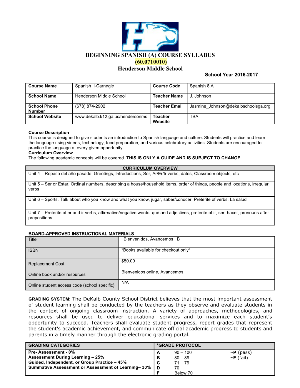 Sixth Grade Mathematics Syllabus s4