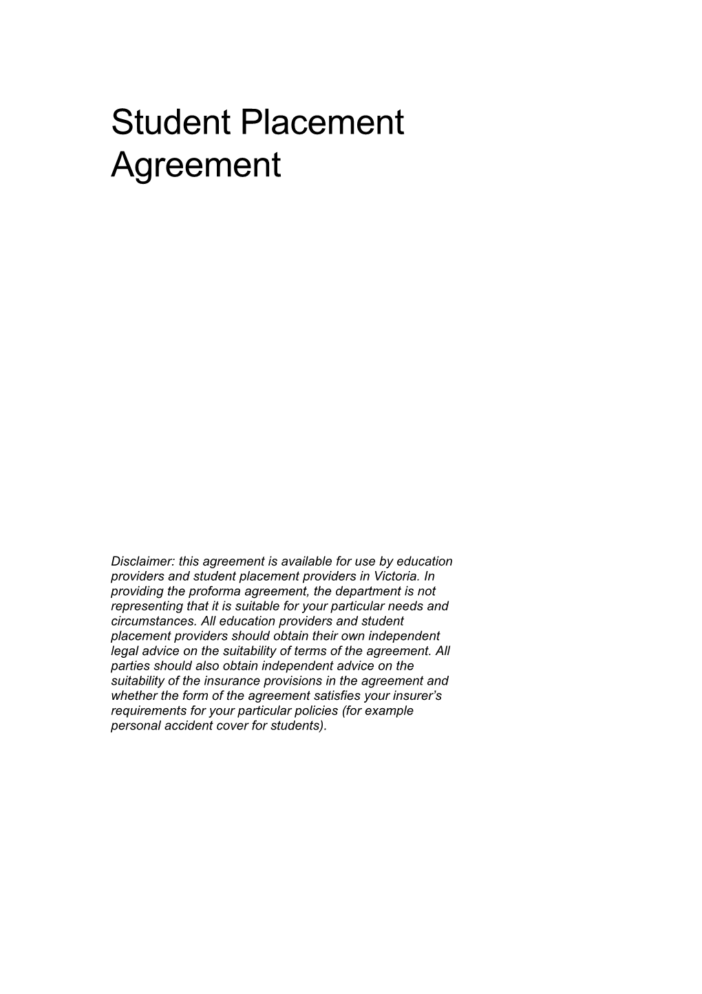 Student Placement Agreement