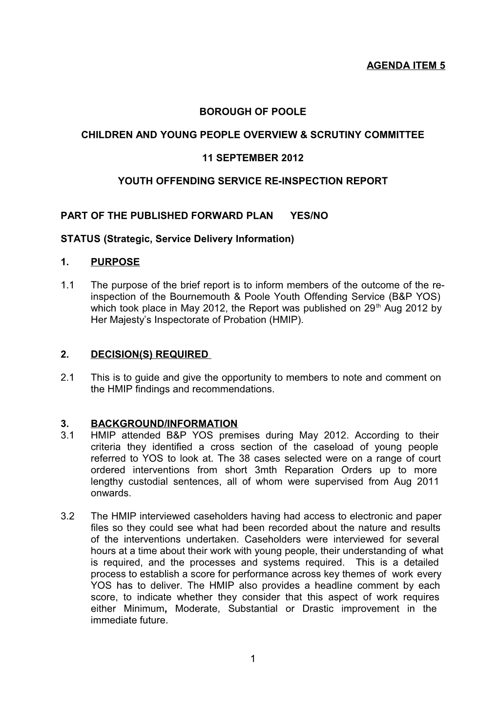 Children and Young People Overview & Scrutiny Committee