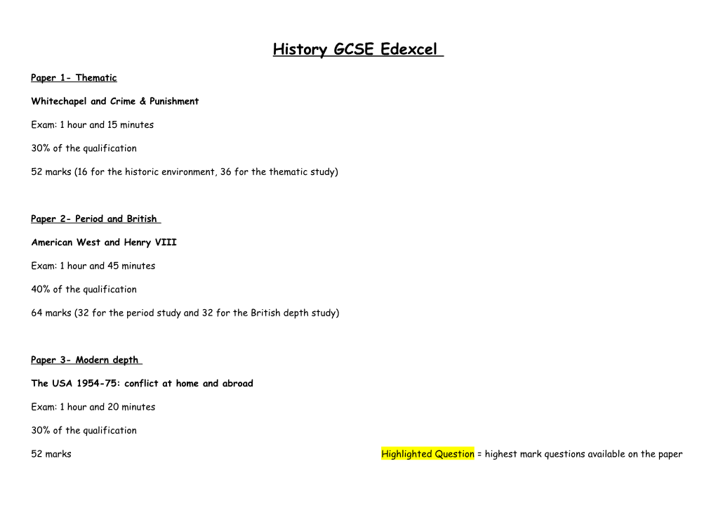 History GCSE Edexcel