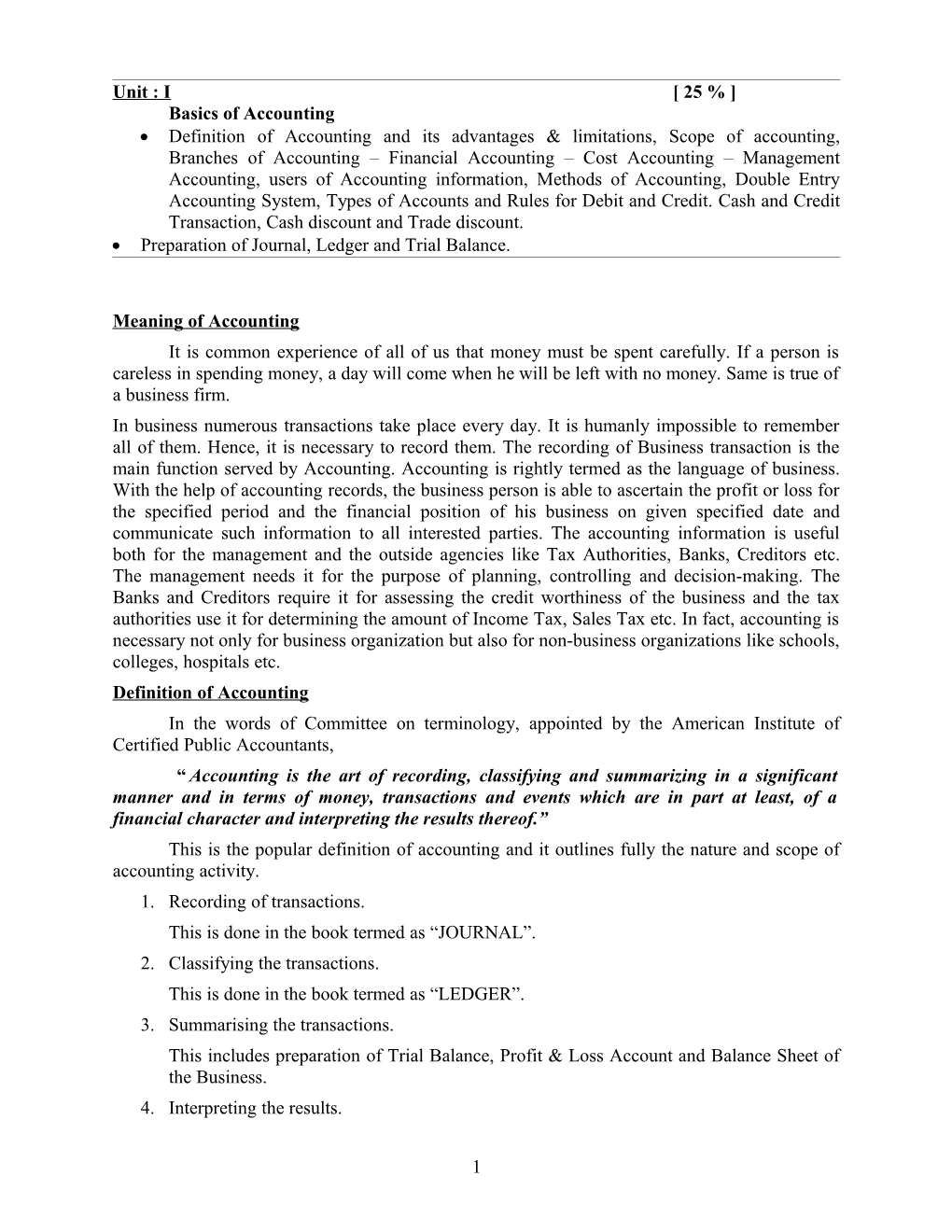 Preparation of Journal, Ledger and Trial Balance