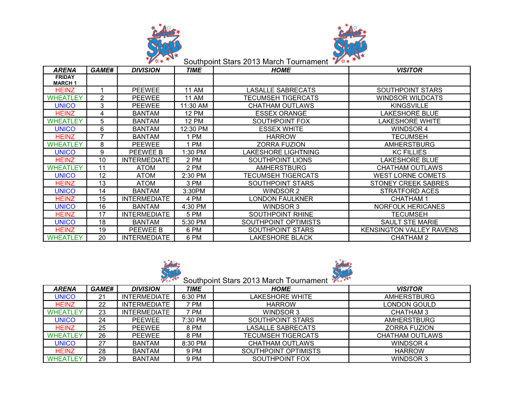 Southpoint Stars 2013 March Tournament