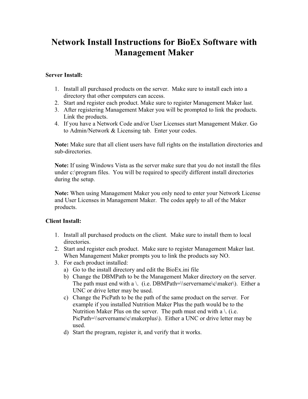 Management Maker Network Install Instructions