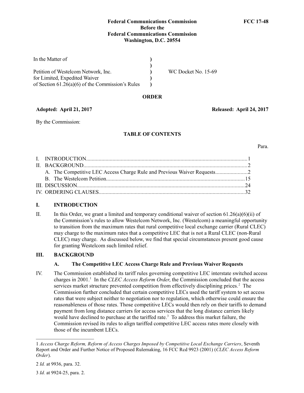 Federal Communications Commission FCC 17-48