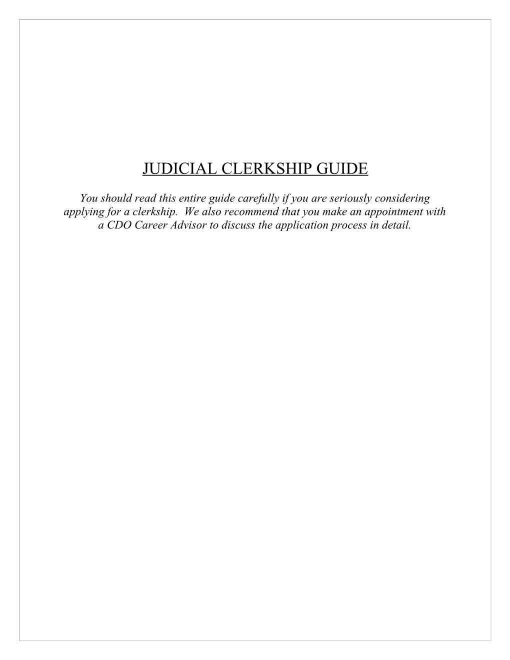 Judicial Clerkship Guide
