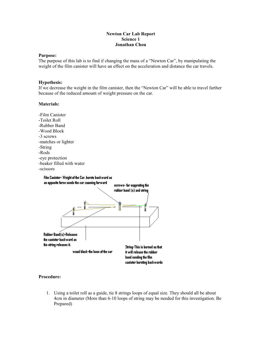 Newton Car Lab Report