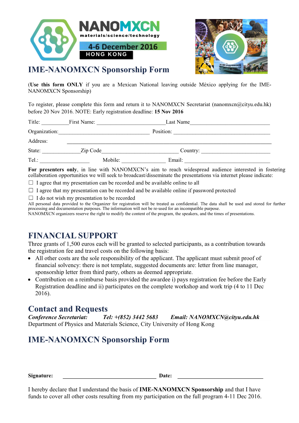 IME-NANOMXCN Sponsorship Form