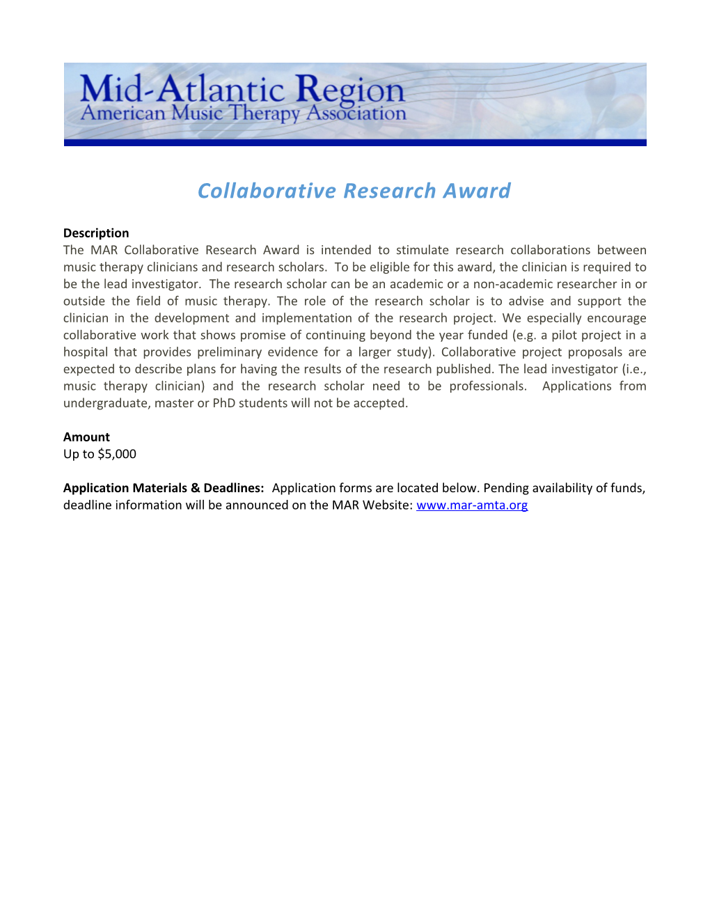 Collaborative Research Award