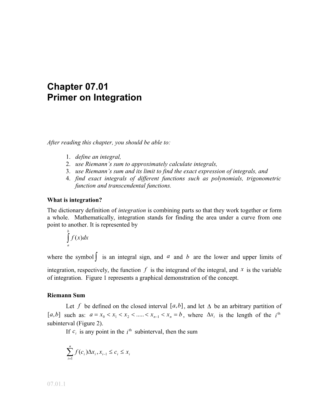 Primer on Integration