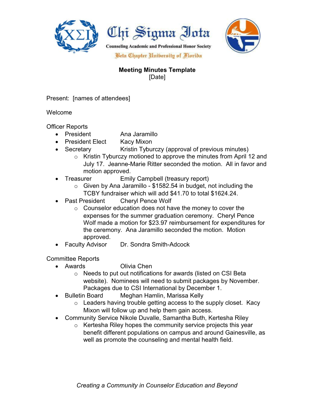 Agenda Items for Meeting on September 5, 2007