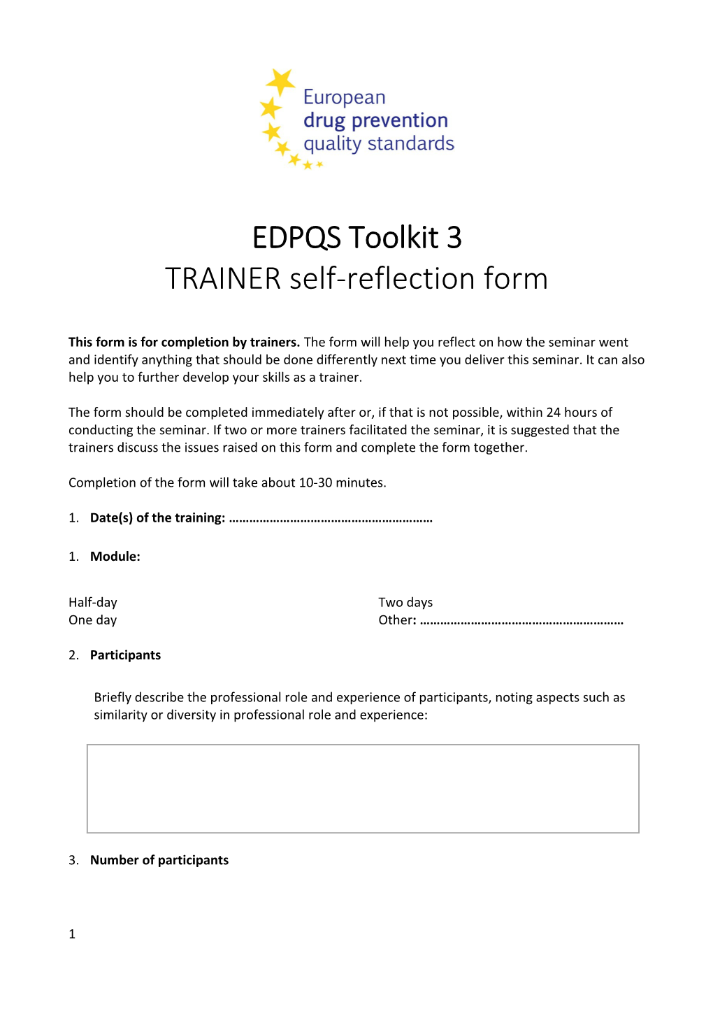 TRAINER Self-Reflection Form