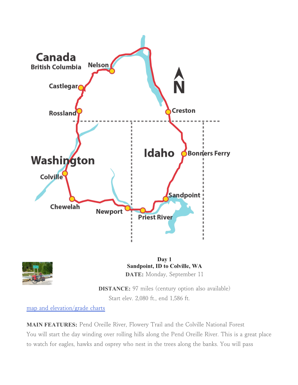 Sandpoint, ID to Colville, WA