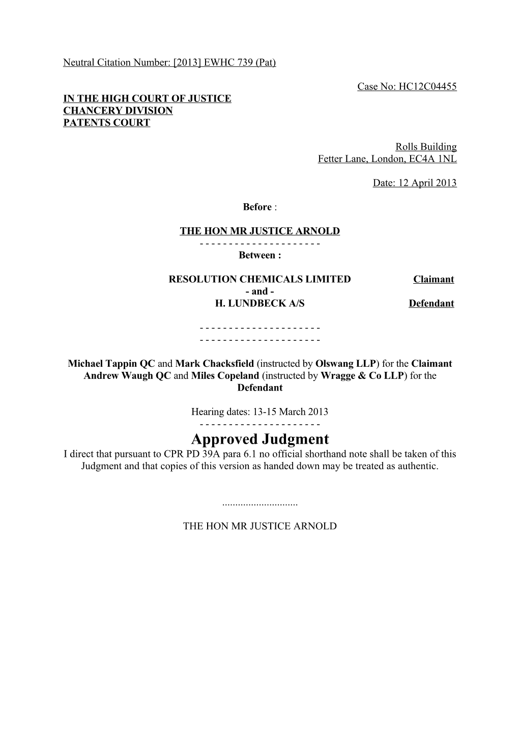 High Court Judgment Template s3