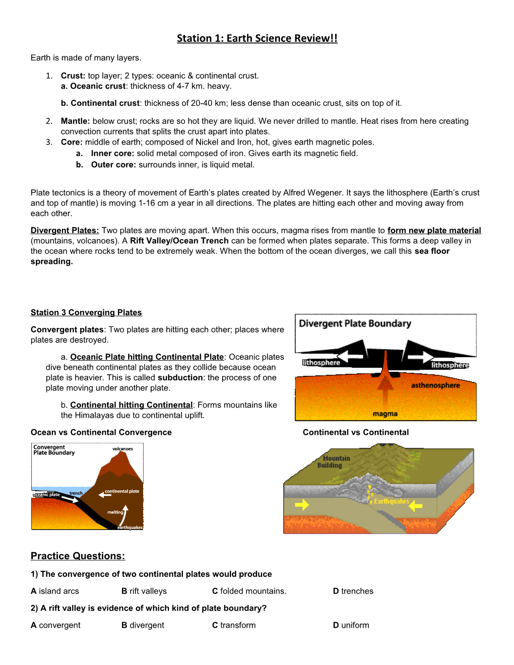 Station 1: Earth Science Review