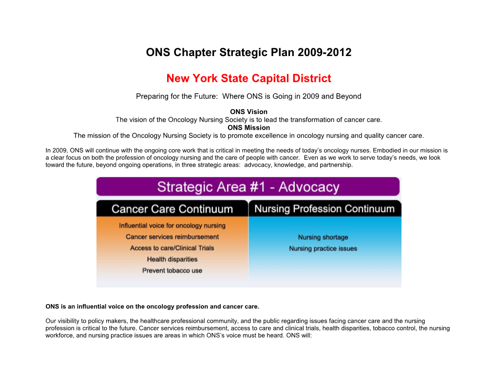 ONS Chapter Strategic Plan 2009-2012