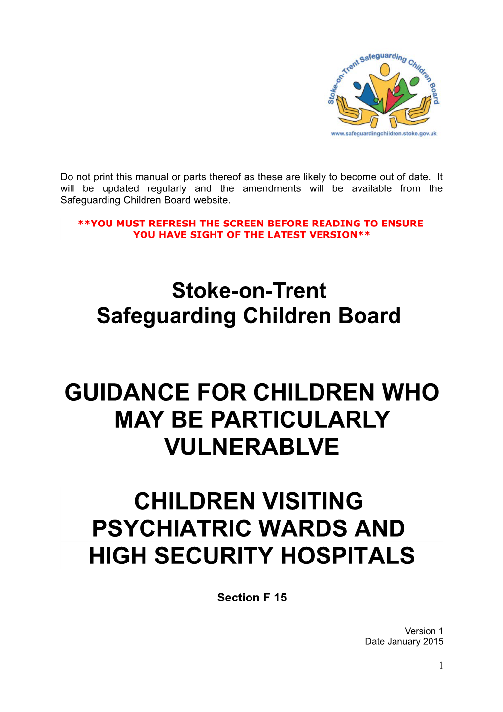 Children Visiting Psychiatric Wards and Secure Hospitals