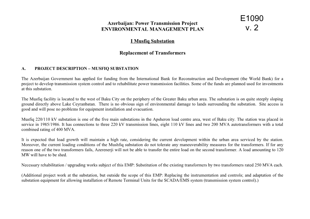 Environmental Management Plan Format