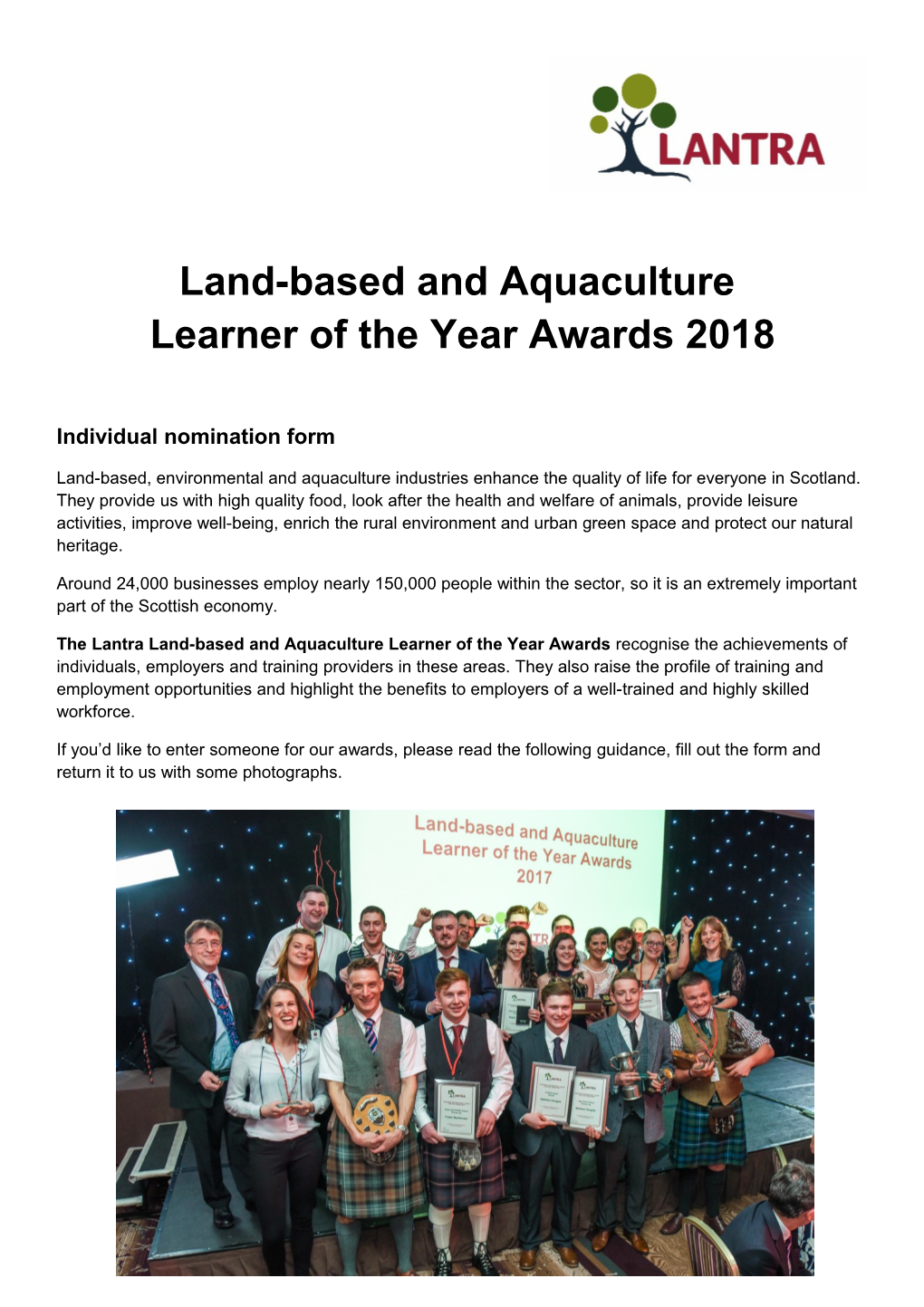 Land-Based and Aquaculture Learner of the Year Awards 2018