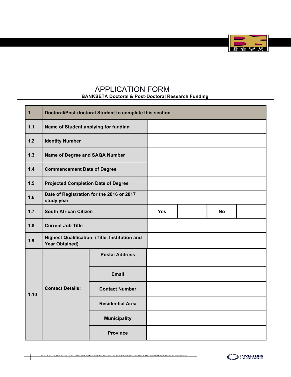 BANKSETA Doctoral & Post-Doctoral Research Funding