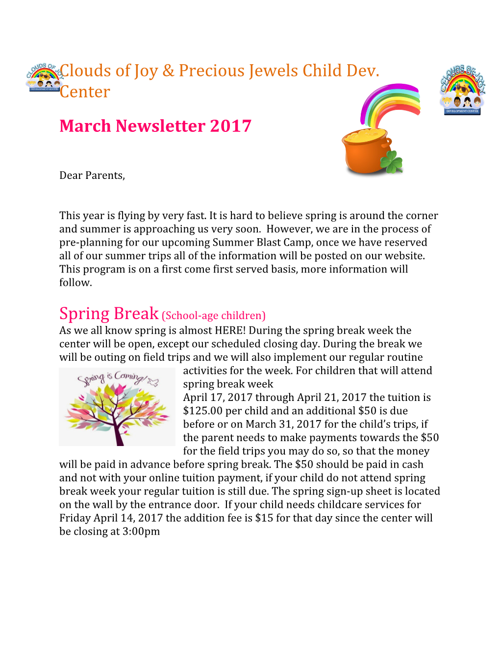 Spring Break (School-Age Children)