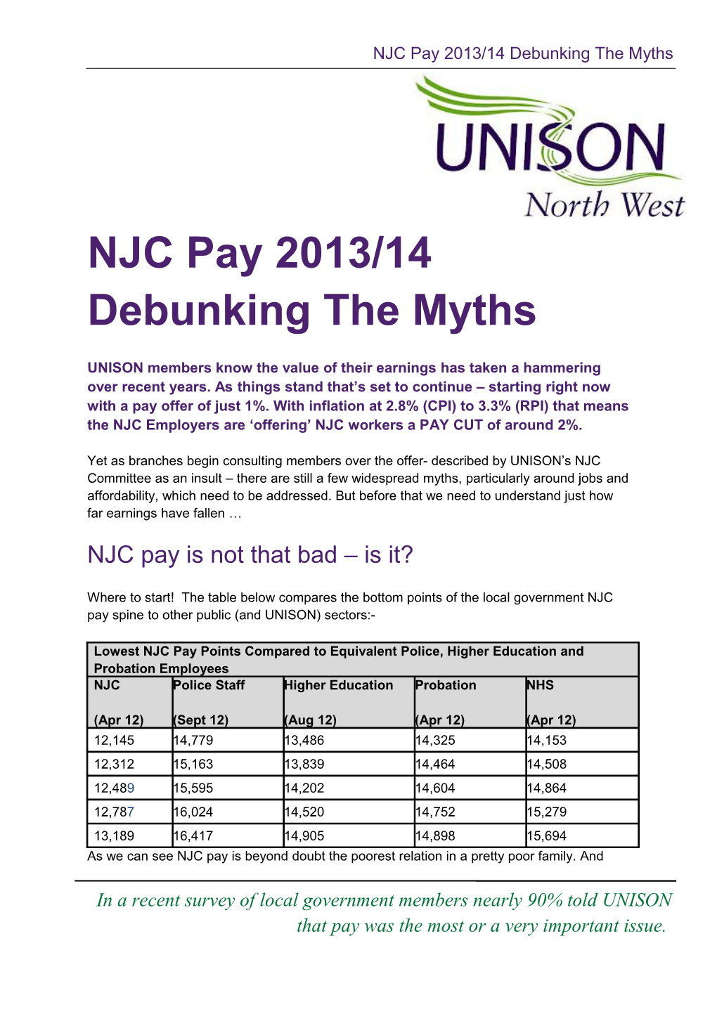 NJC Pay 2013/14 Debunking the Myths