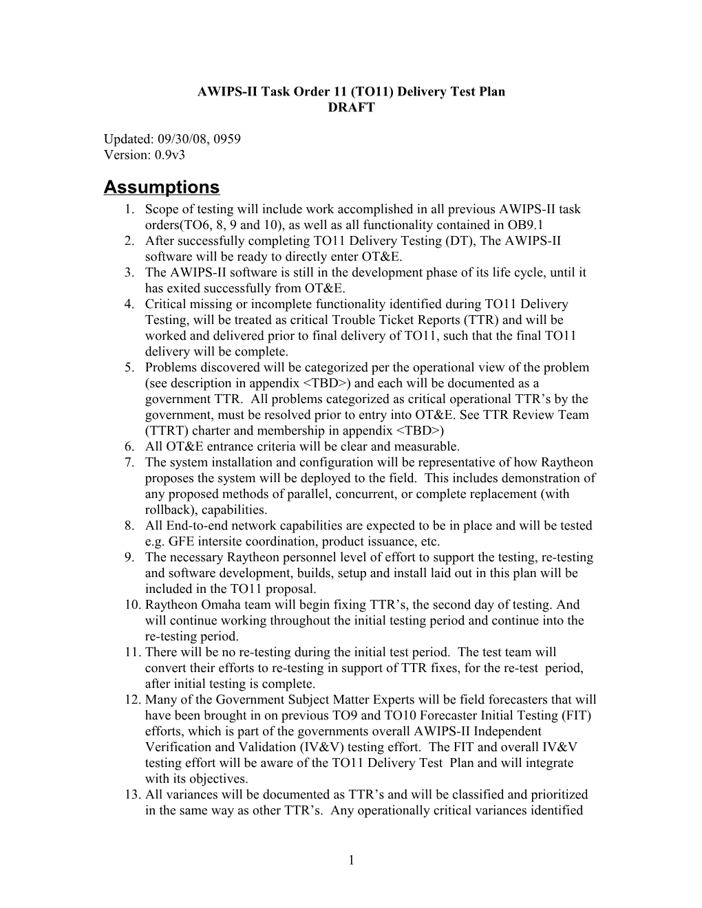 AWIPS-II Task Order 11 (TO11) Delivery Test Plan