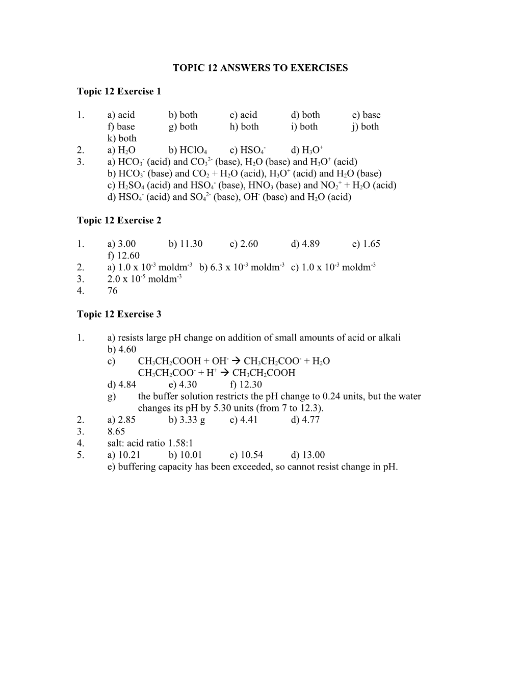 Topic 12 Answers to Exercises