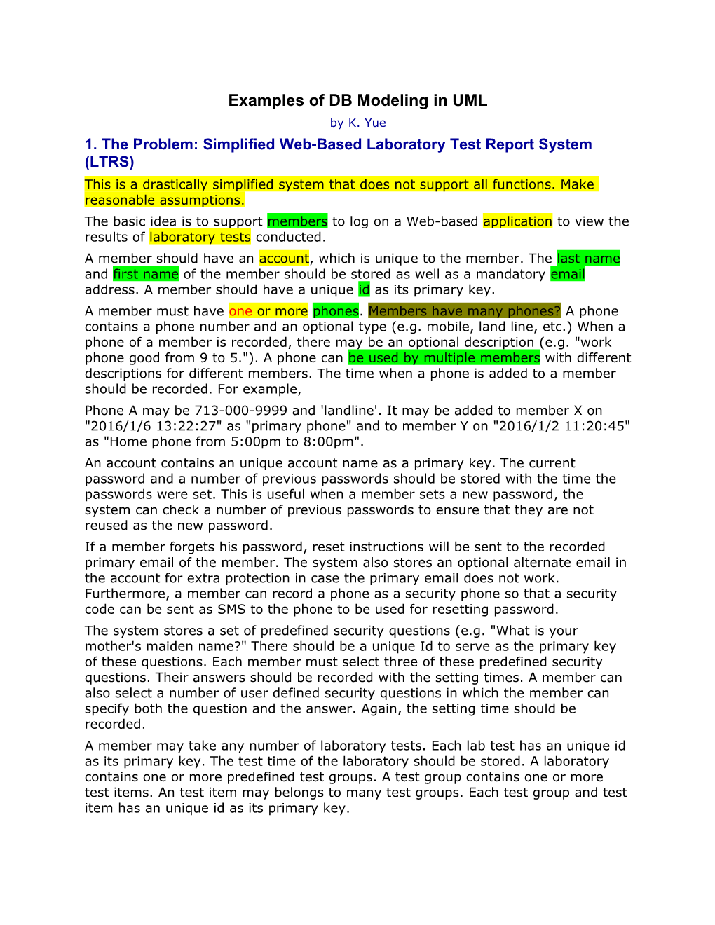 1. the Problem: Simplified Web-Based Laboratory Test Report System (LTRS)