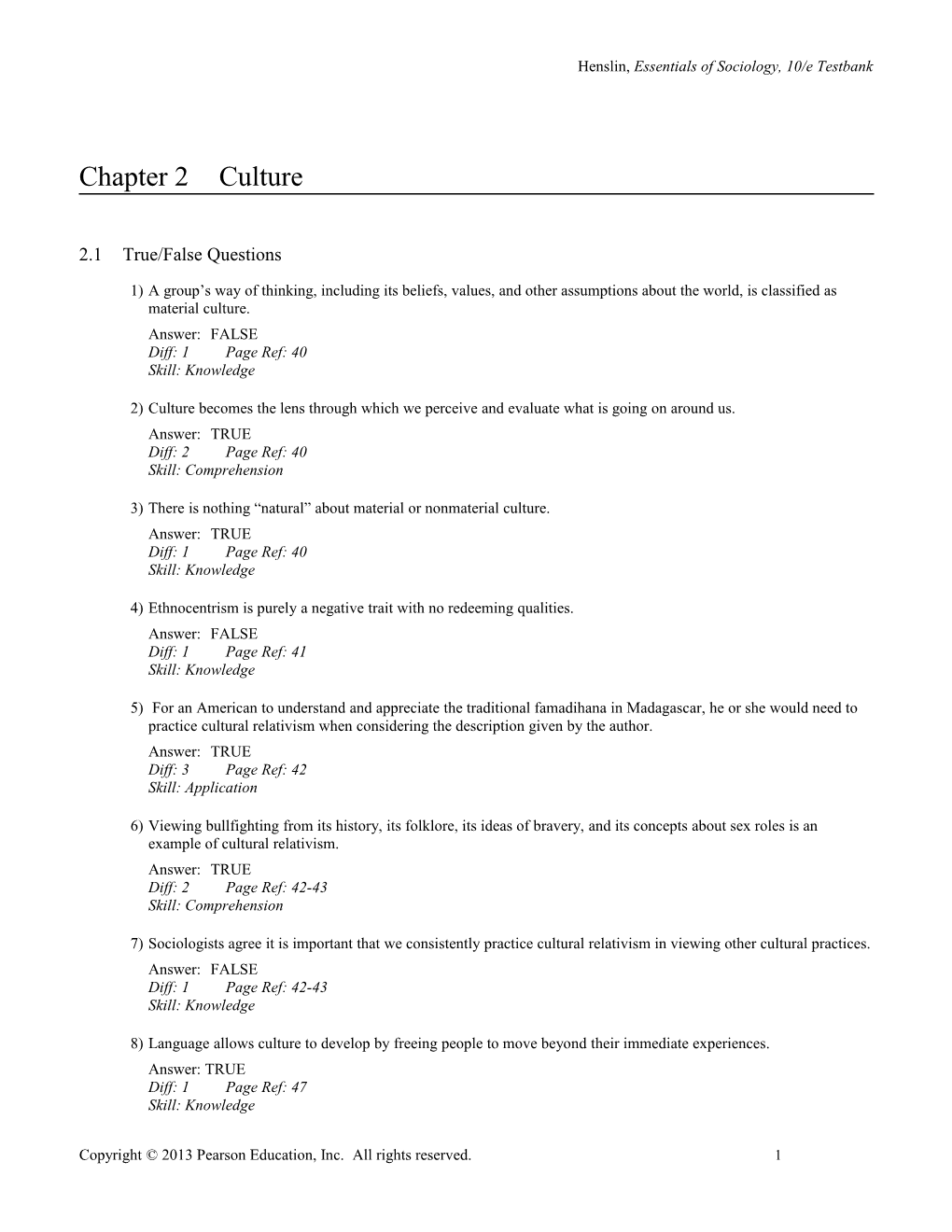 Henslin, Essentials Ofsociology, 10/Etestbank