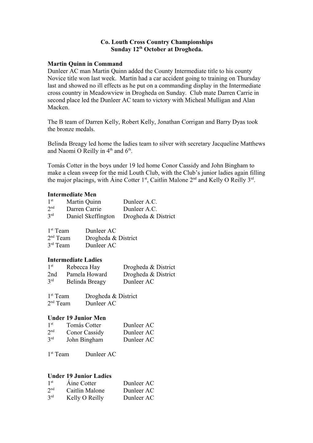 Co. Louth Cross Country Championships