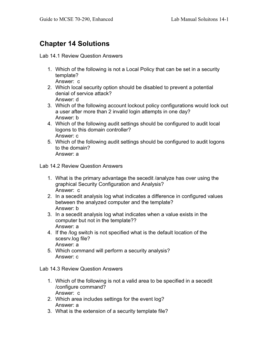 Lab 14.1 Review Question Answers