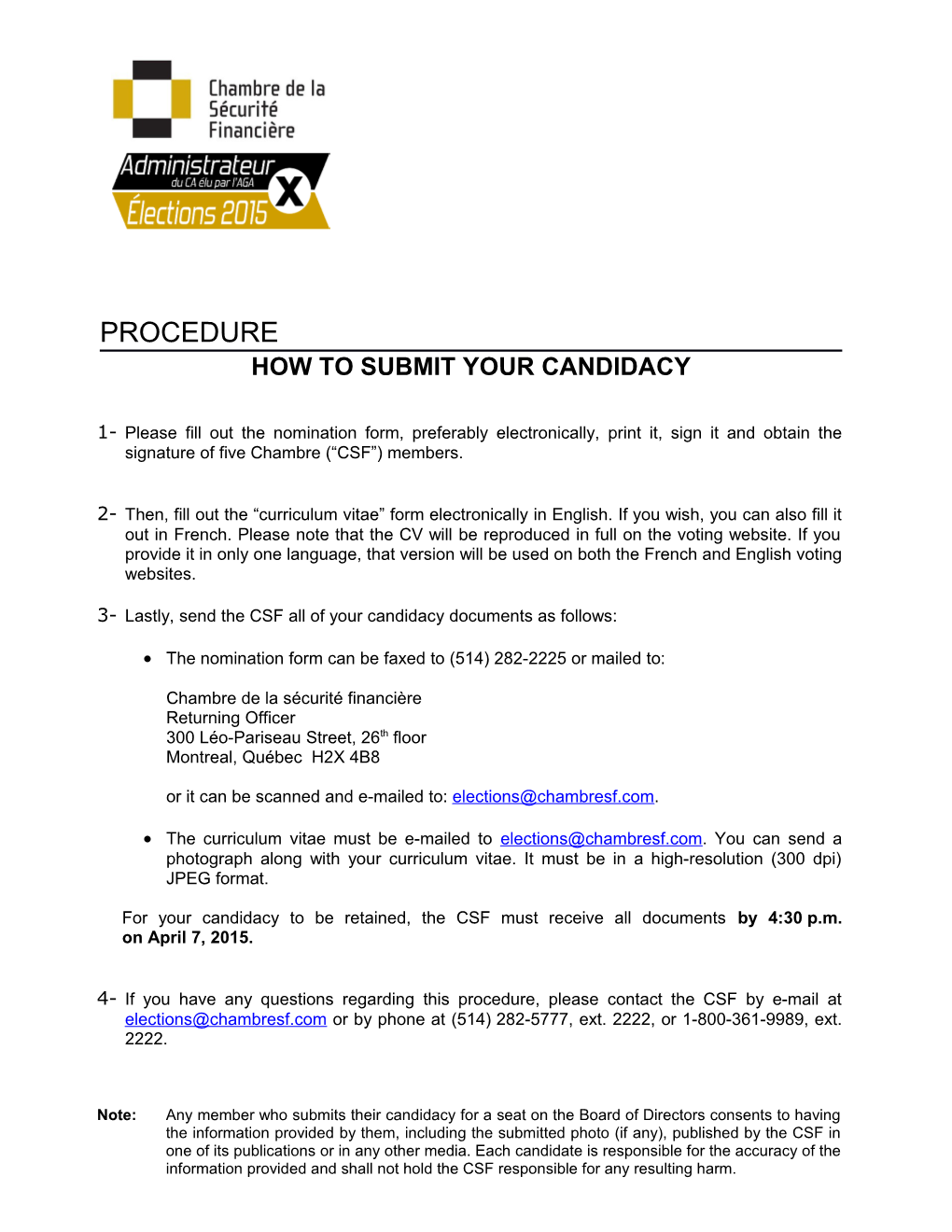 How to Submit Your Candidacy