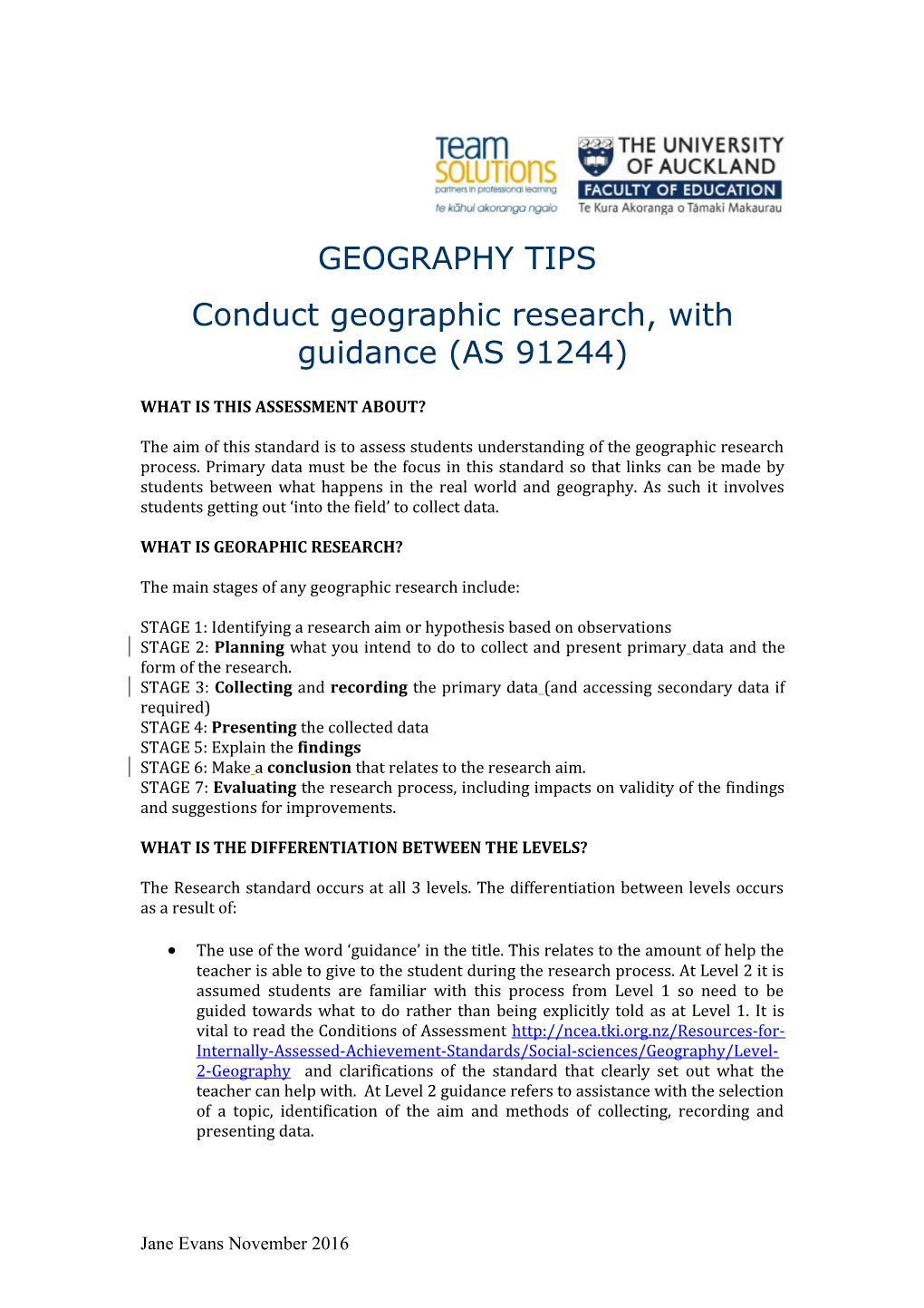 Conduct Geographic Research, with Guidance (AS 91244)