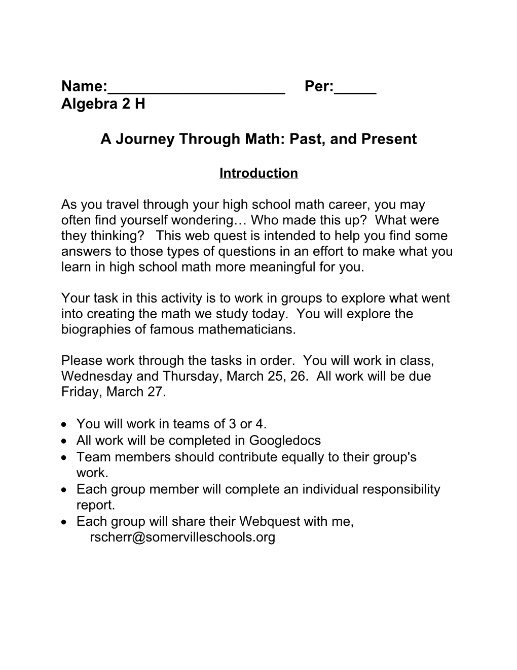 A Journey Through Math: Past, Present, and Algebra