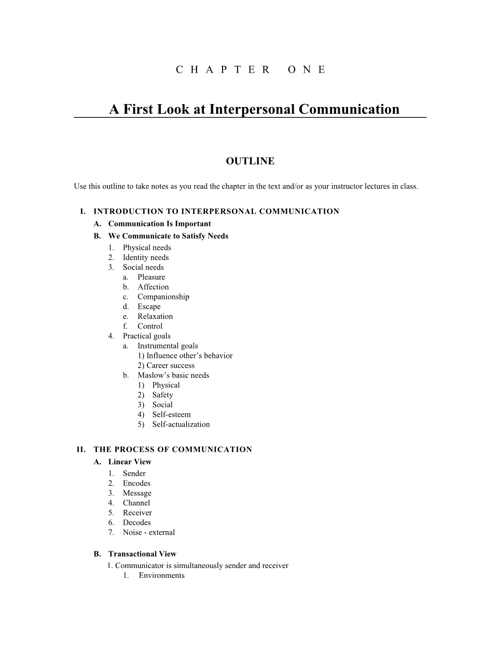 A First Lookat Interpersonal Communication