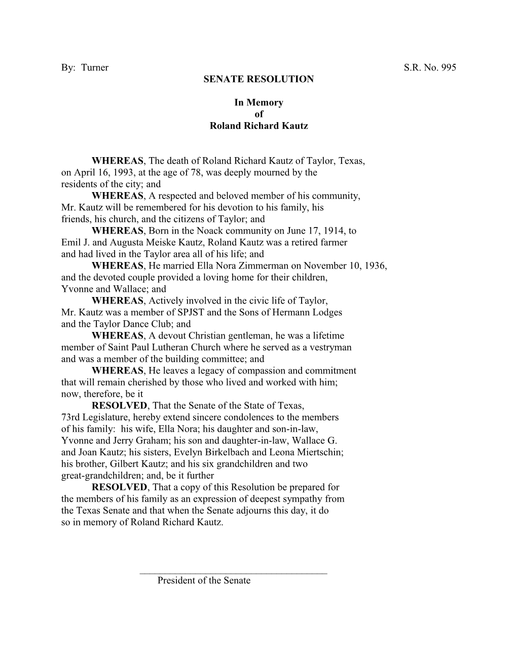 Senate Resolution