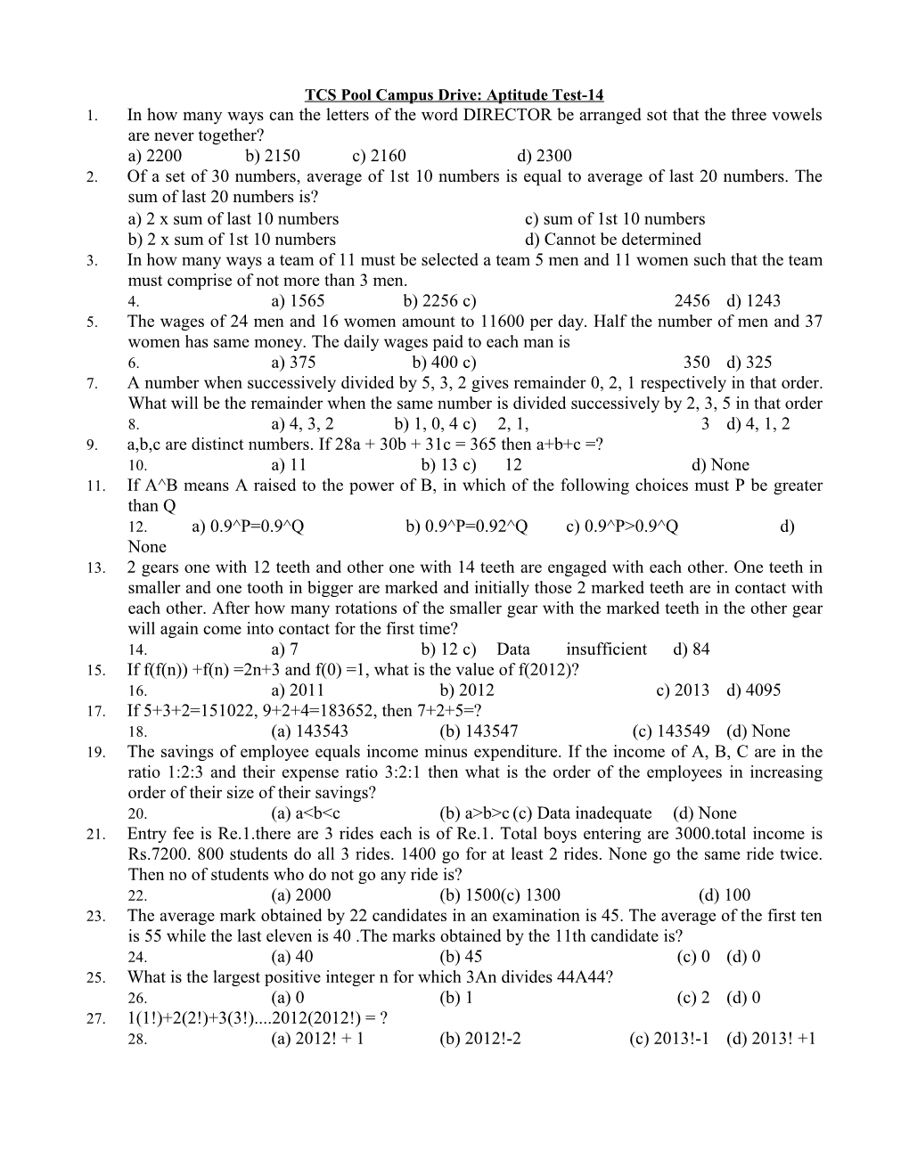 TCS Pool Campus Drive: Aptitude Test-1 4