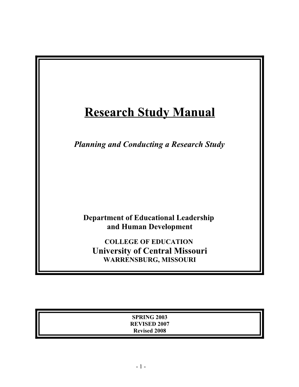 Research Study Manual