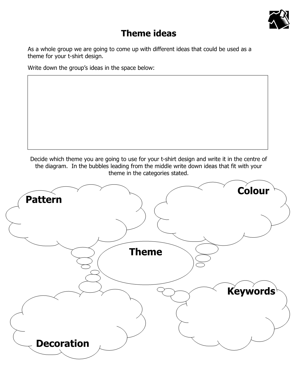 Write Down the Group S Ideas in the Space Below