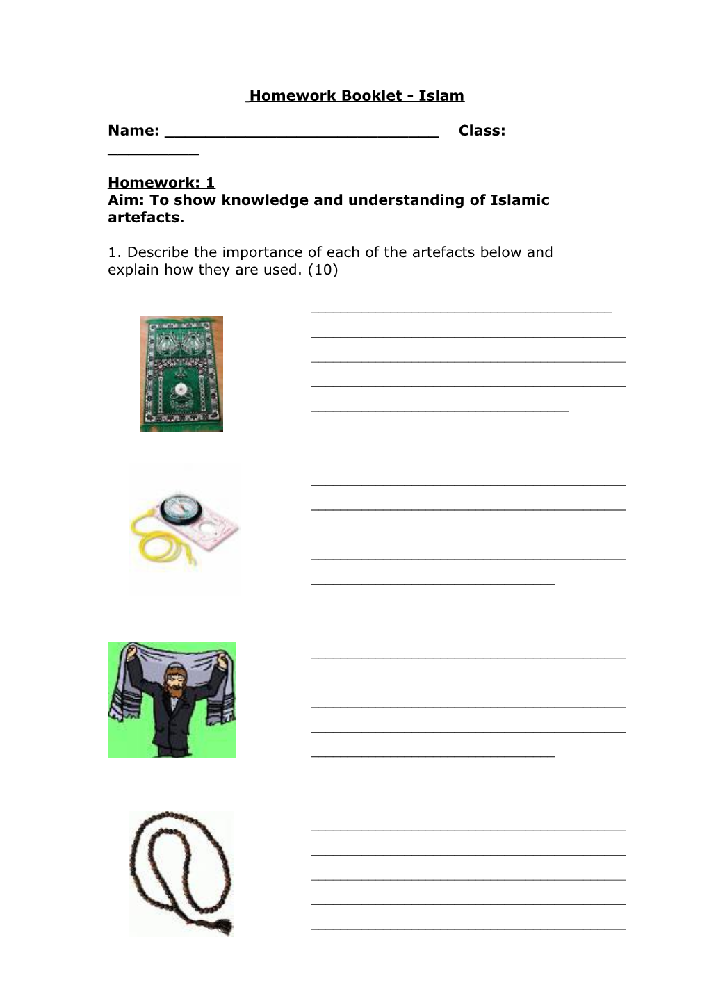 Yr: 9 Homework Booklet - Islam