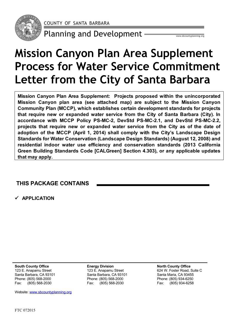 Mission Canyon Supplement