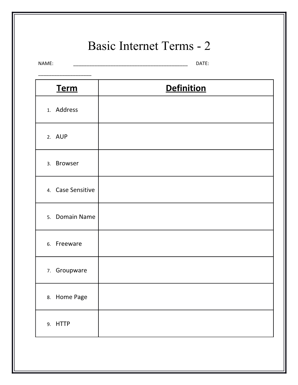 Basic Internet Terms - 2