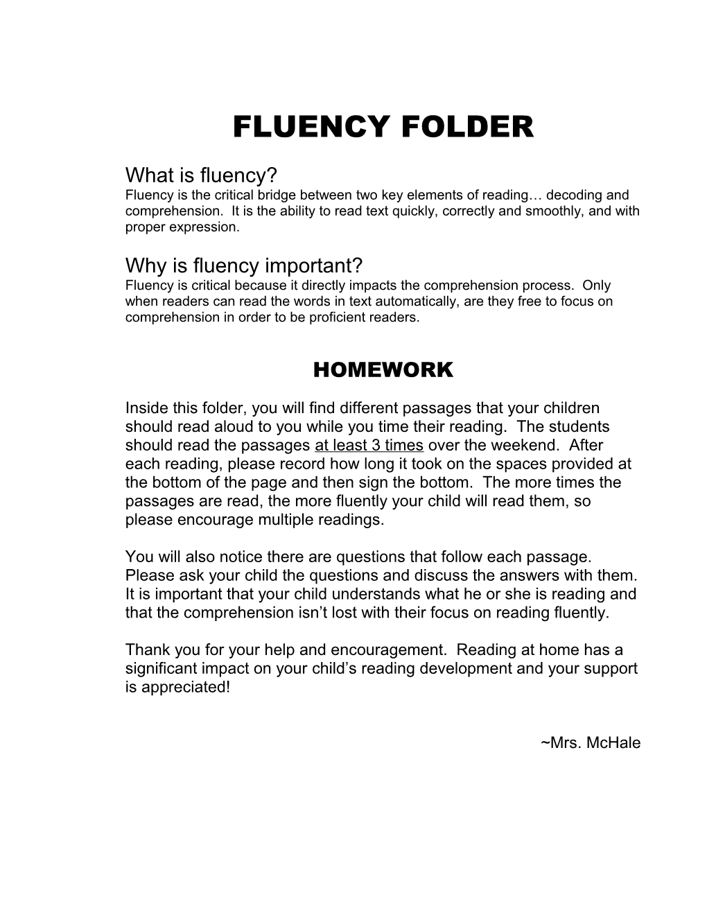 Fluency Folder