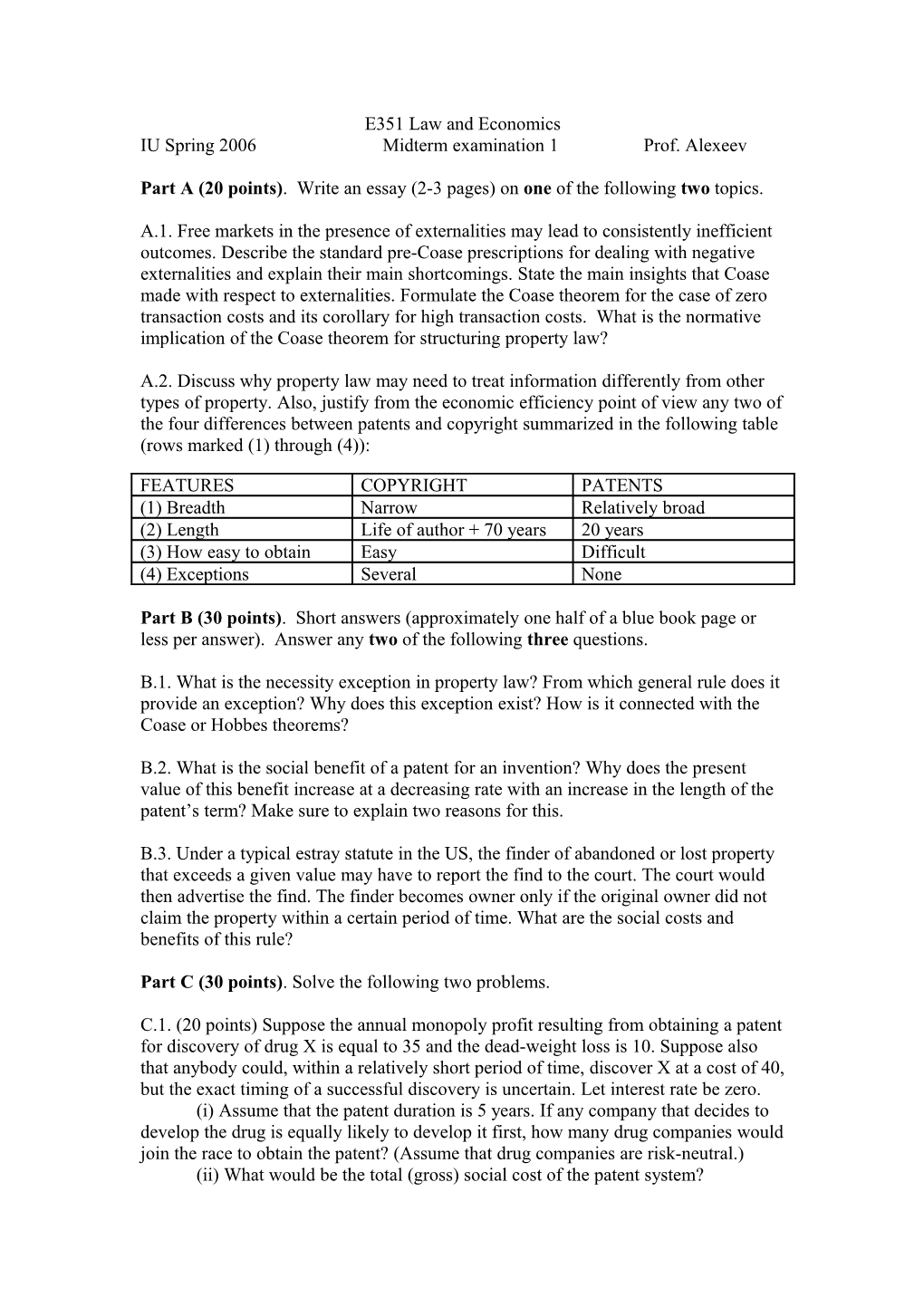 E309 Law and Economics