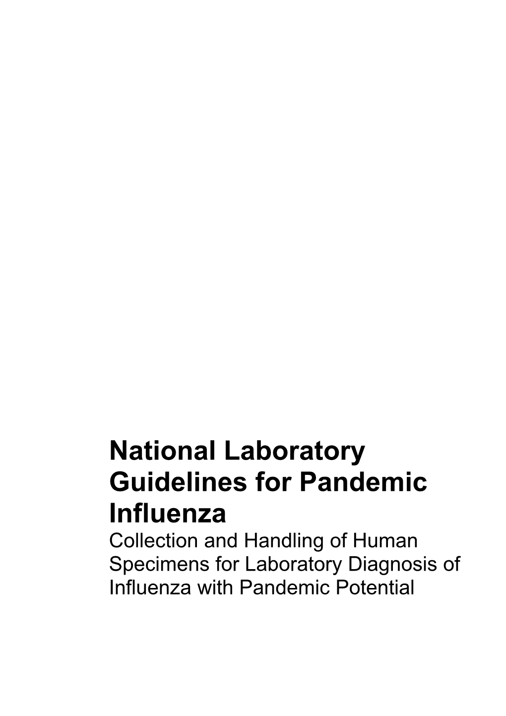 National Laboratory Guidelines for Pandemic Influenza