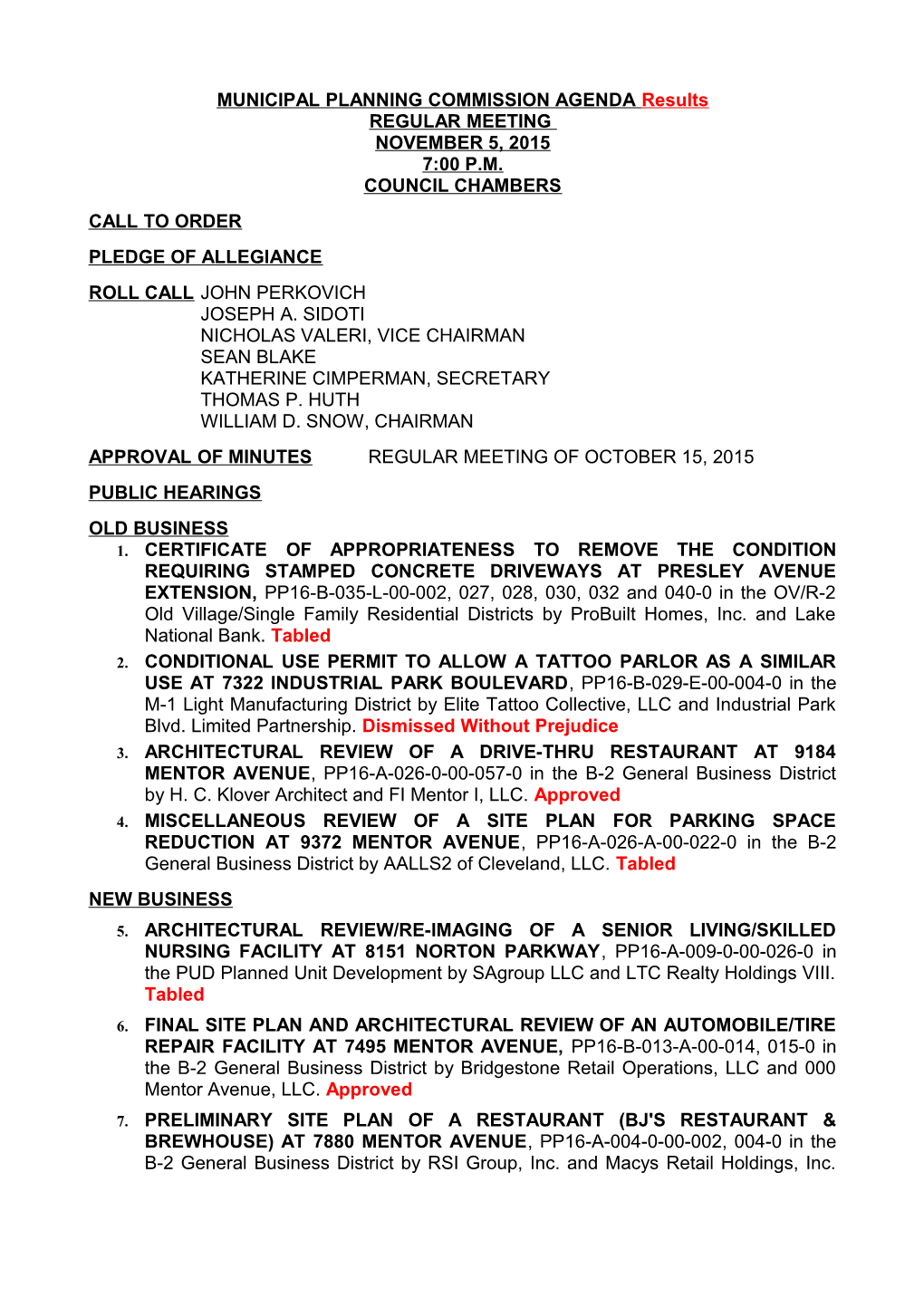 Municipal Planning Commission Agenda s1