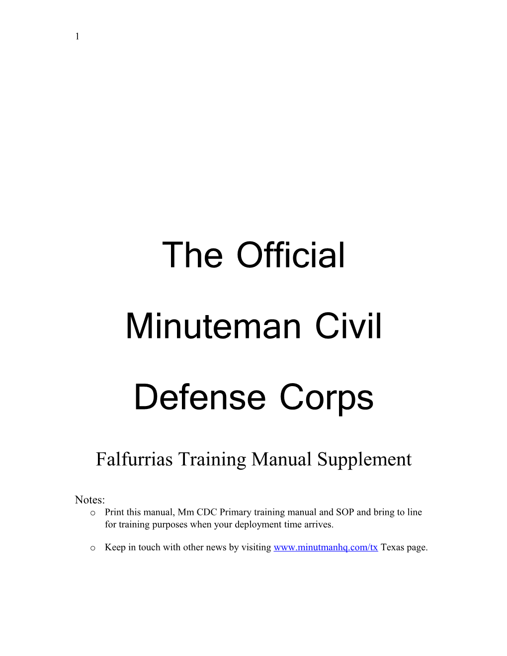 The Official Minuteman Civil Defense Corps