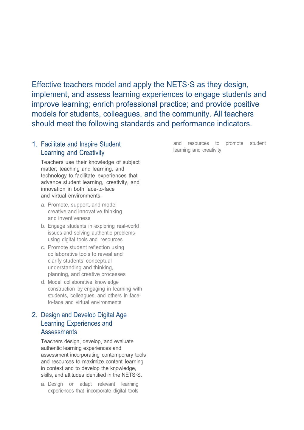 Effective Teachers Model and Apply the NETS S As They Design, Implement, and Assess Learning