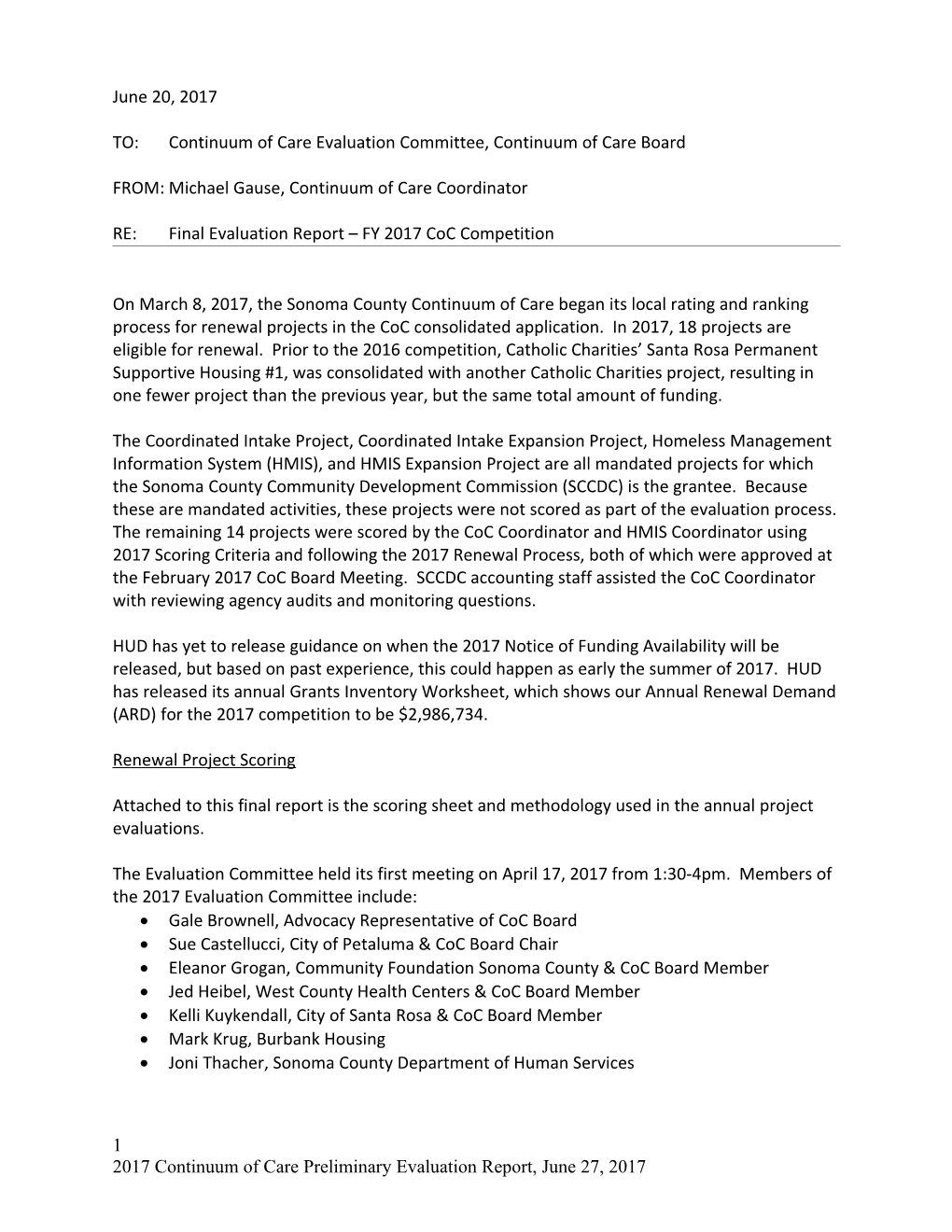 Proposed Continuum of Care Rating & Ranking Criteria