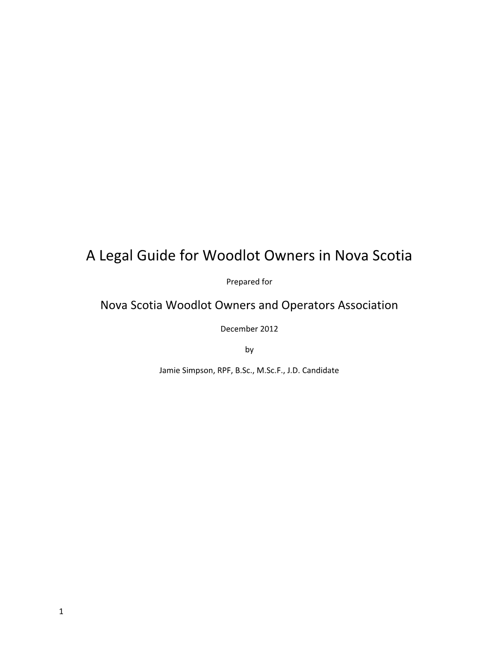 A Legal Guide for Woodlot Owners in Nova Scotia